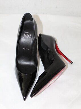 NEW Christian Louboutin So Kate Max Pumps Black Patent Leather Heels 39.5